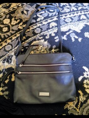 Black Crossbody Bag with Dual Zippers